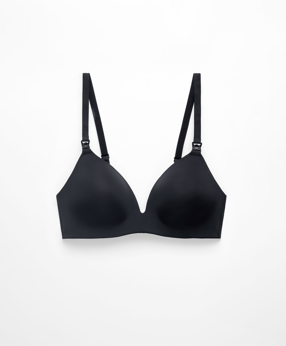 Oysho Triangle Nursing Bra Fekete | WCSOAP-842