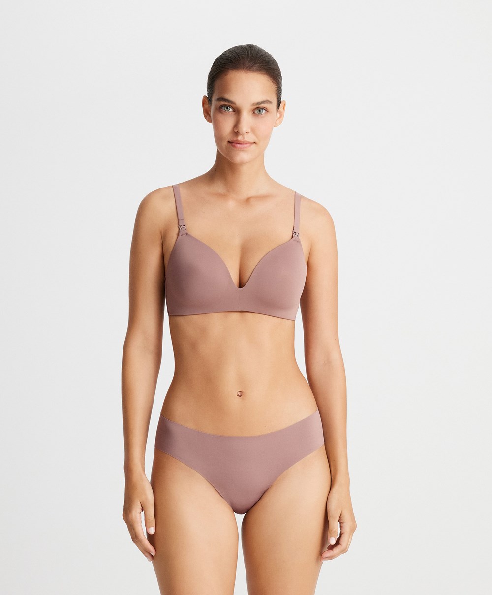 Oysho Triangle Nursing Bra Soft Mauve | RKFAYS-195