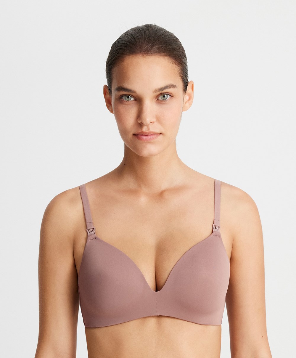 Oysho Triangle Nursing Bra Soft Mauve | RKFAYS-195