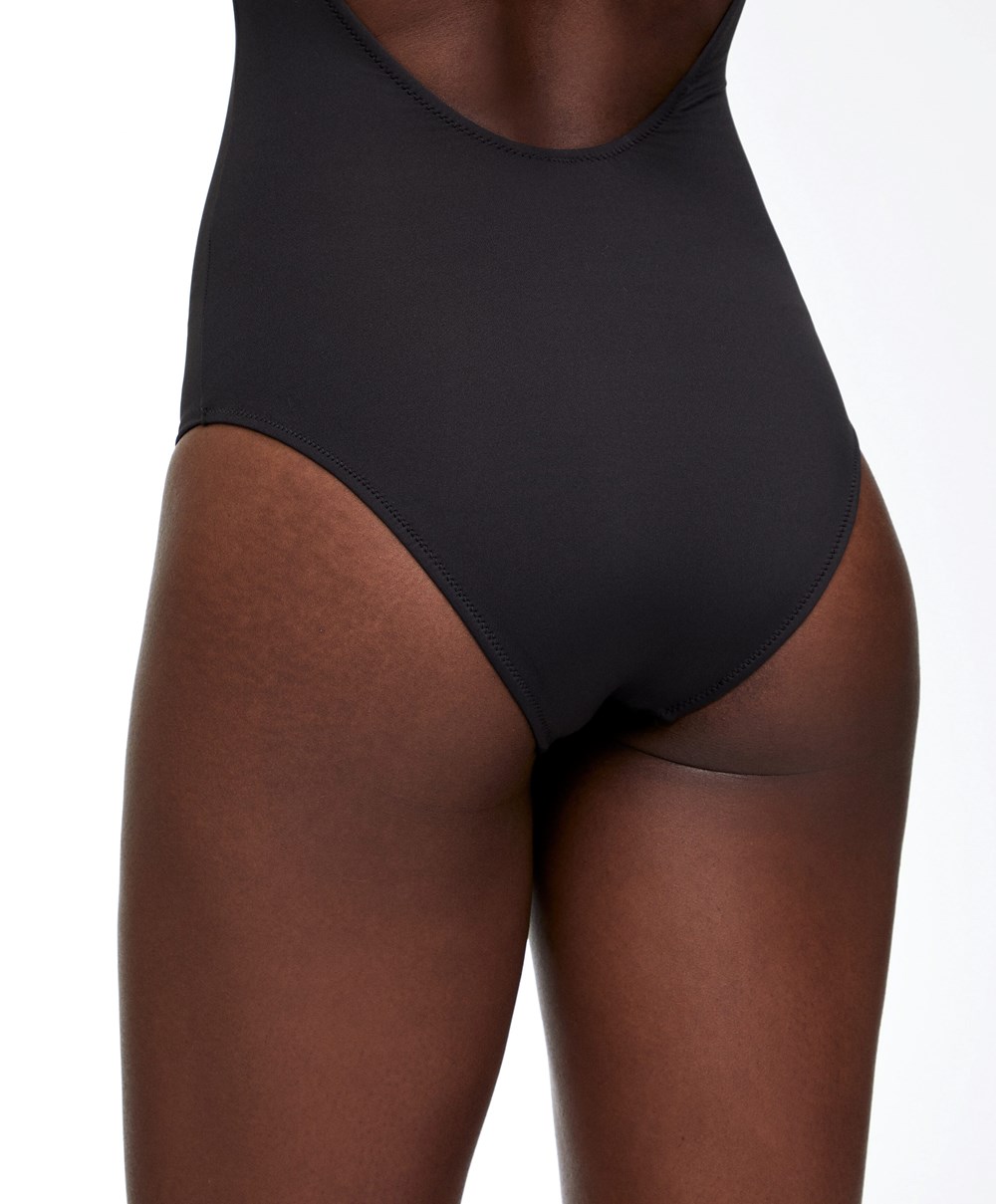 Oysho Triangle Swimsuit Fekete | VLJAQN-402