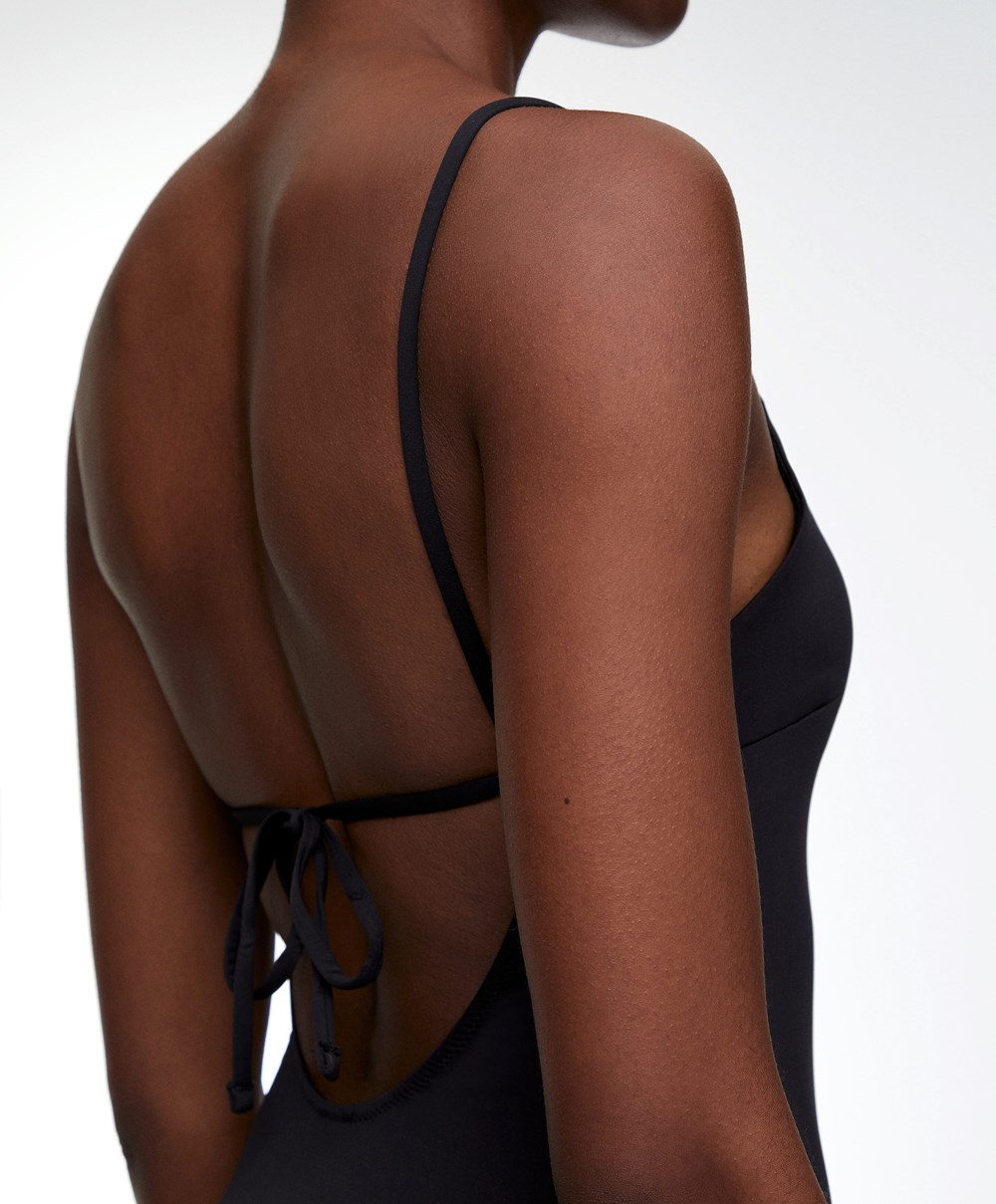 Oysho Triangle Swimsuit Fekete | VLJAQN-402