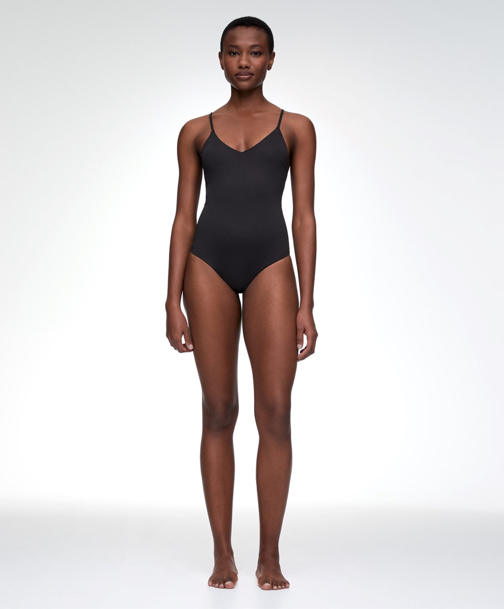 Oysho Triangle Swimsuit Fekete | VLJAQN-402