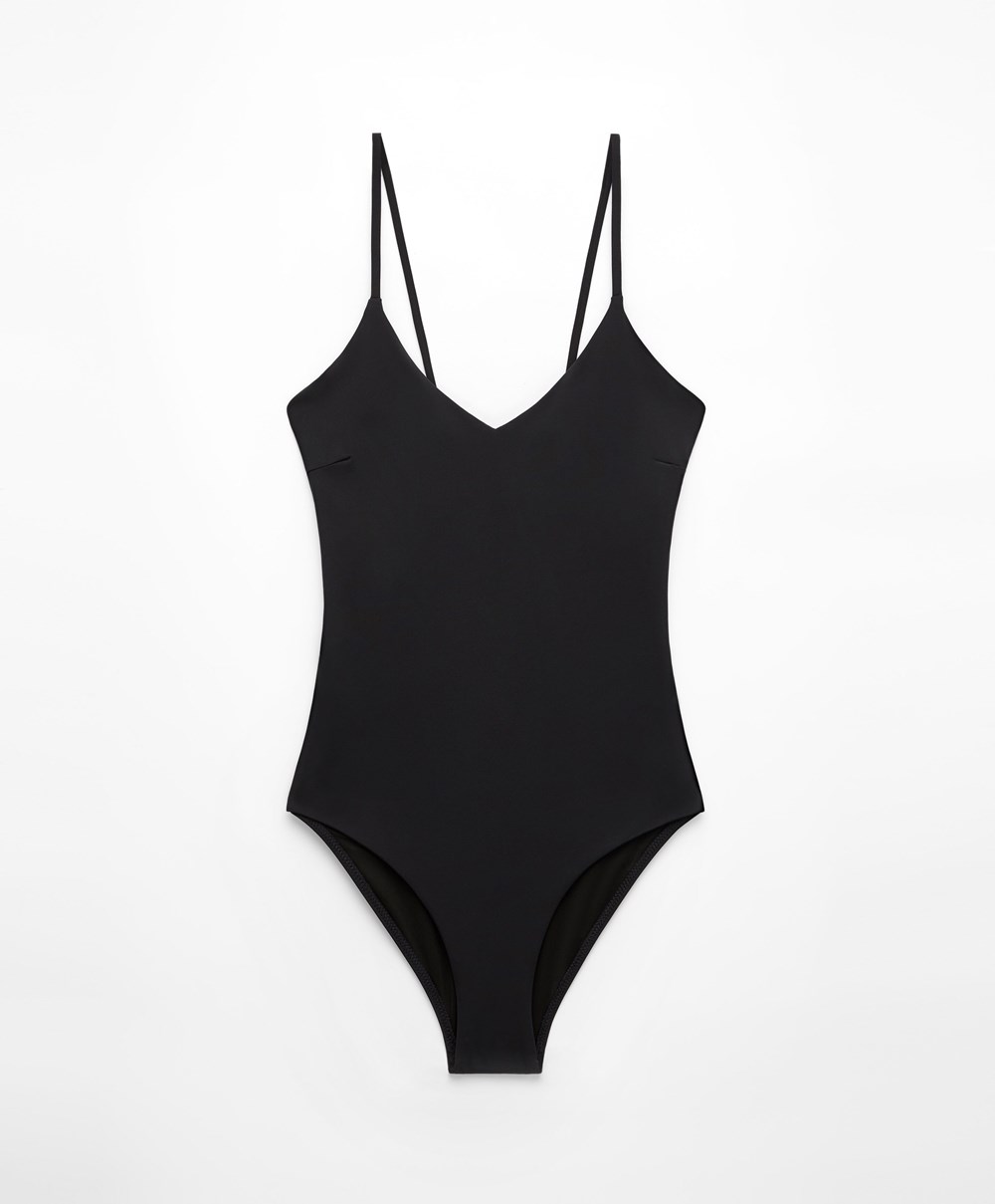 Oysho Triangle Swimsuit Fekete | VLJAQN-402