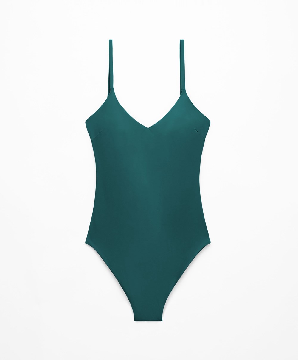 Oysho Triangle Swimsuit Zöld | JTRWGU-247