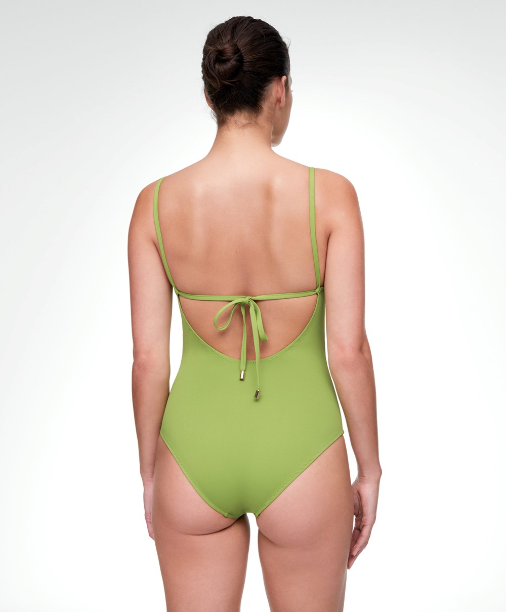 Oysho Triangle Swimsuit Zöld | QRMKZL-274