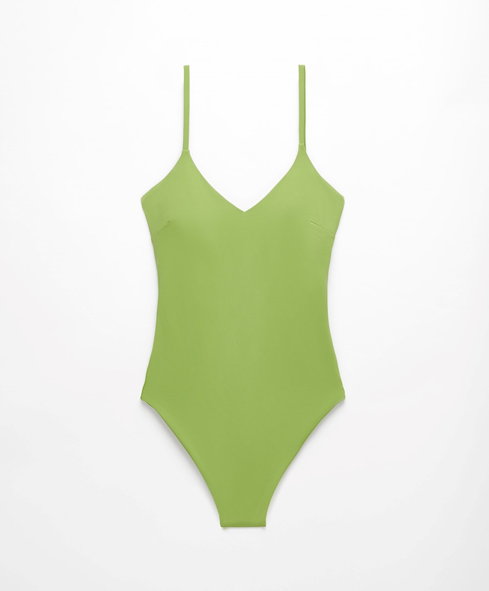 Oysho Triangle Swimsuit Zöld | QRMKZL-274