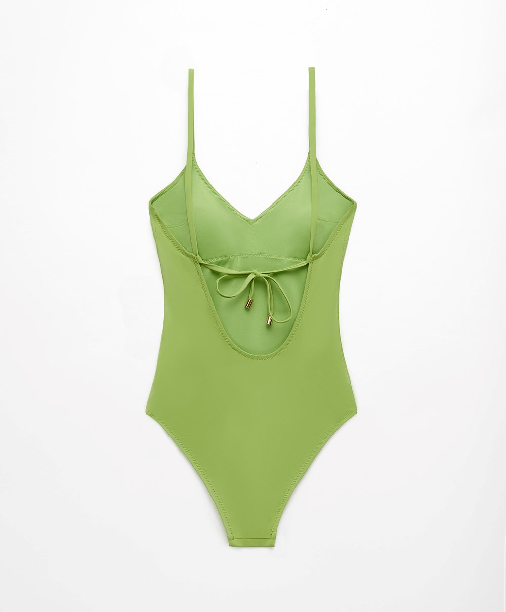 Oysho Triangle Swimsuit Zöld | QRMKZL-274