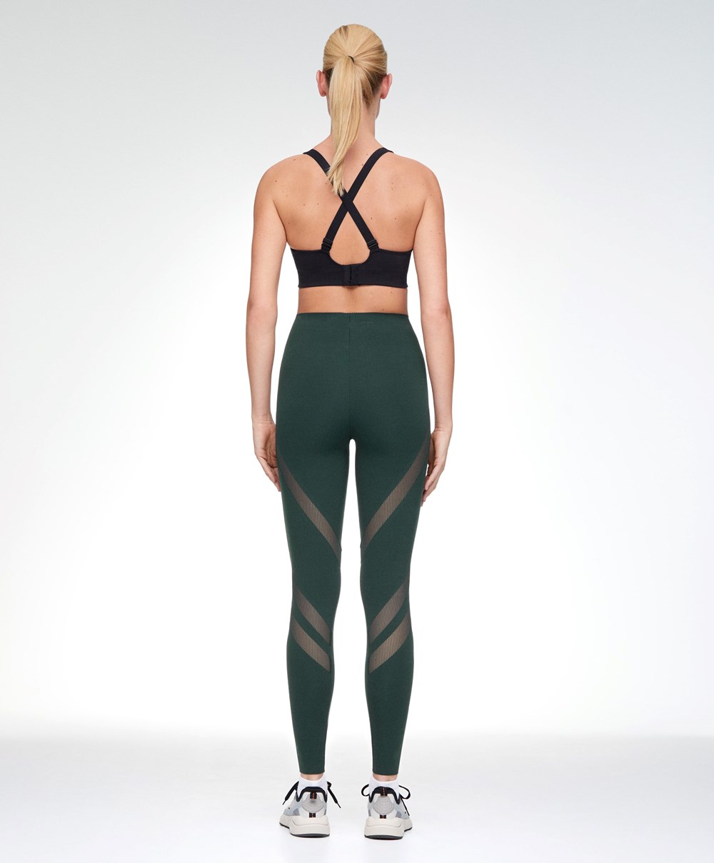 Oysho Tulle Compressive 65cm Ankle-length Leggings Zöld | PTSGXZ-362