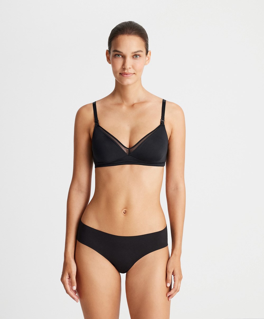 Oysho Tulle Nursing Bra Fekete | XVIFMB-542