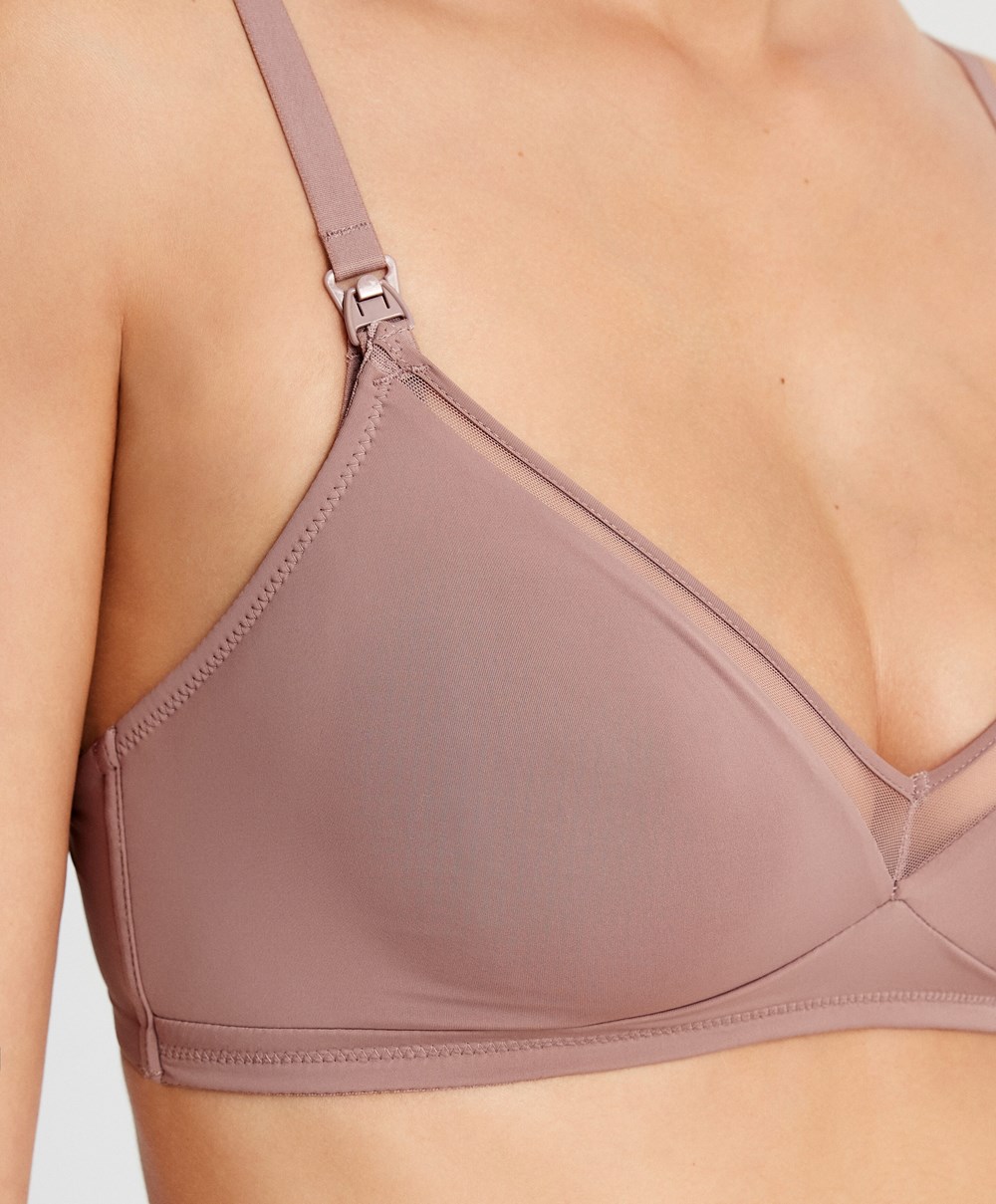 Oysho Tulle Nursing Bra Soft Mauve | VFXLHR-716