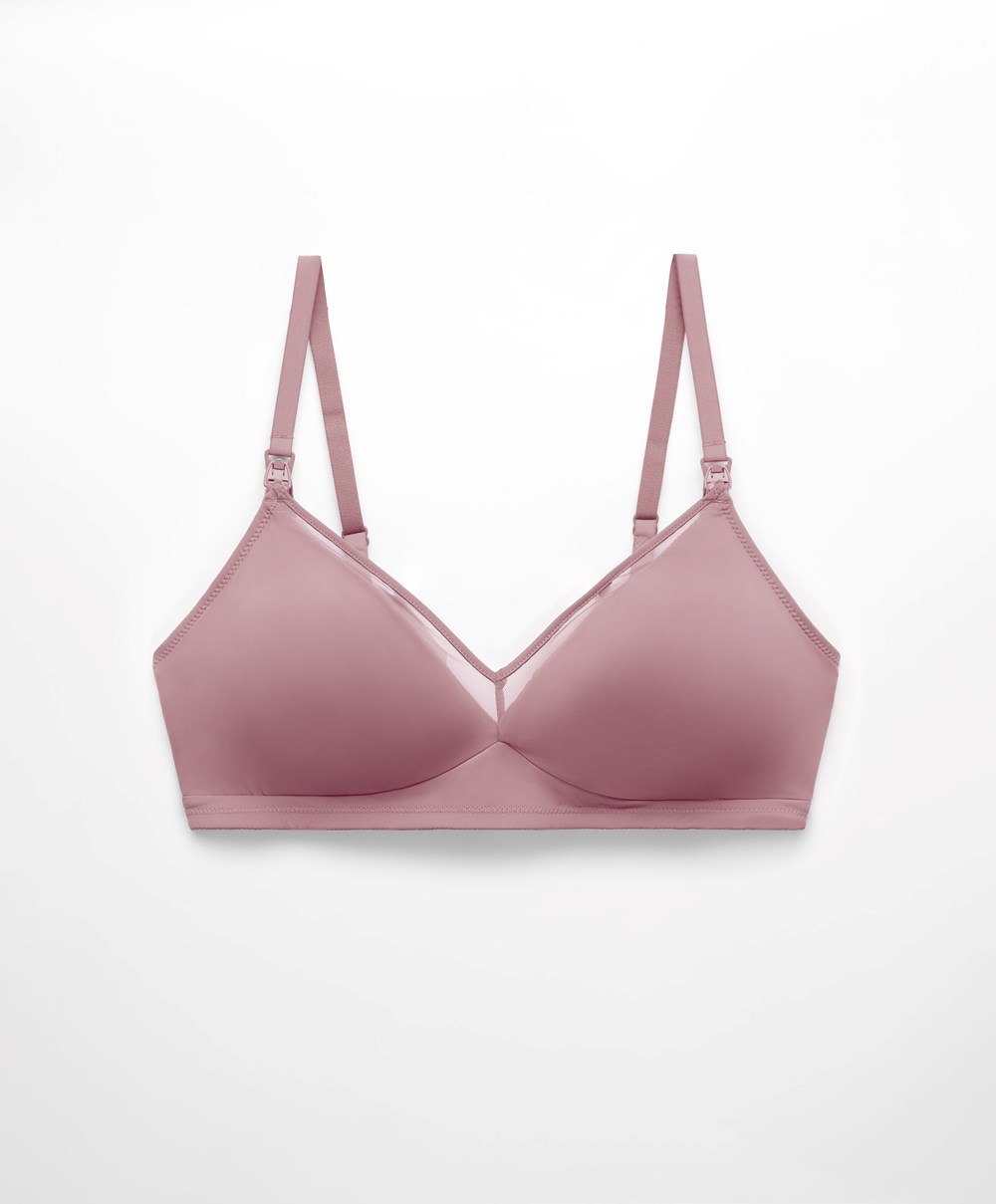 Oysho Tulle Nursing Bra Soft Mauve | VFXLHR-716