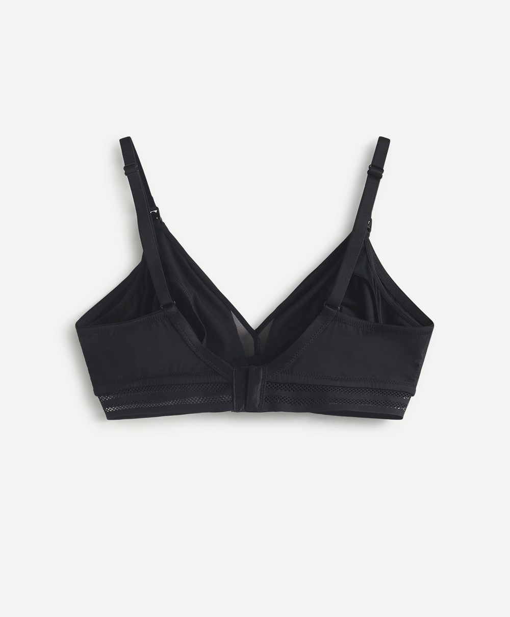 Oysho Tulle Triangle Nursing Bra Fekete | ASPQIN-270