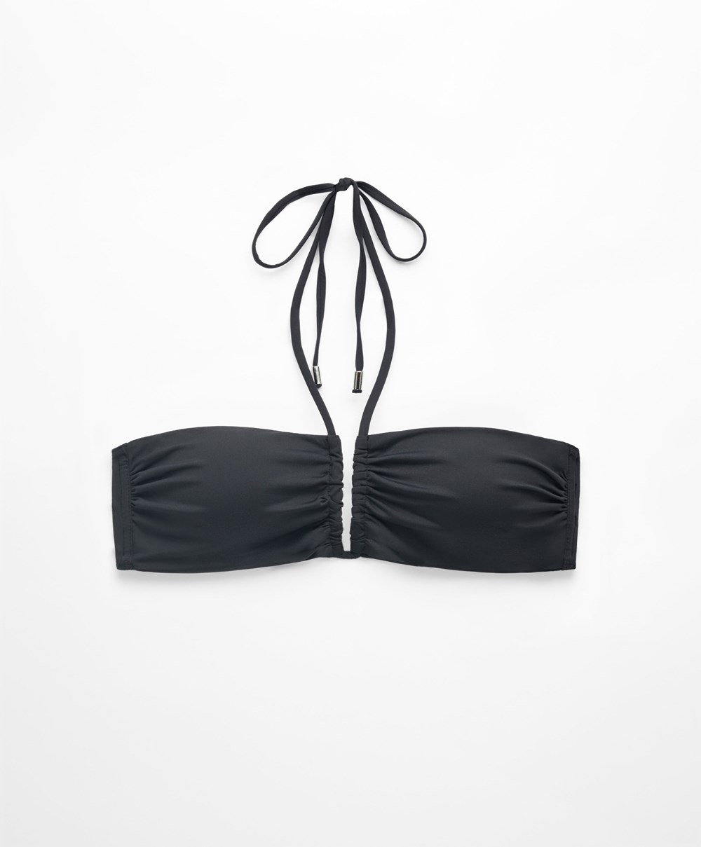 Oysho U-cut Bandeau Bikini Top Fekete | SPMQRW-147