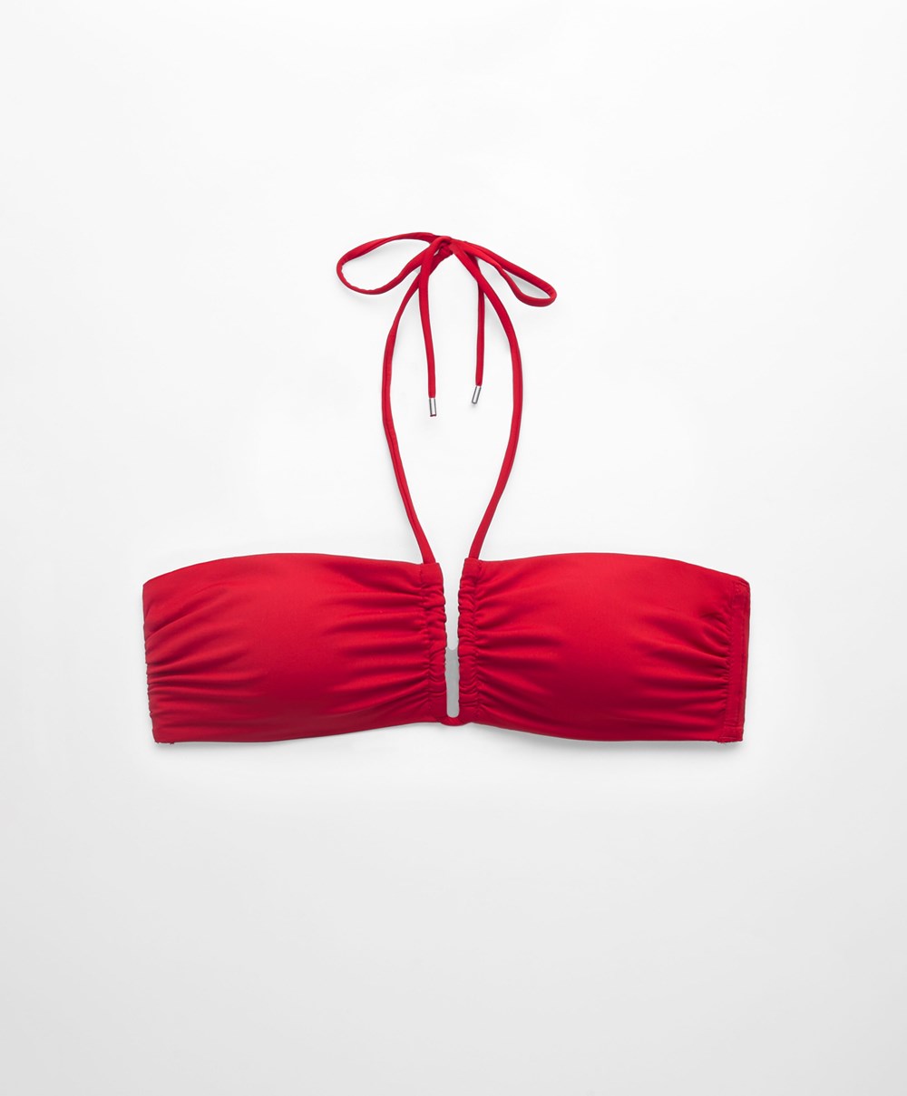 Oysho U-cut Bandeau Bikini Top Piros | KCNMZL-470