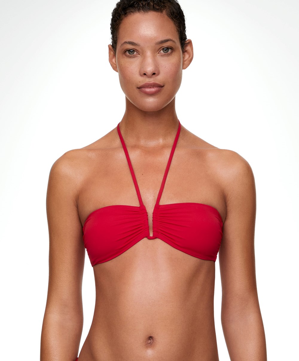 Oysho U-cut Bandeau Bikini Top Piros | KCNMZL-470