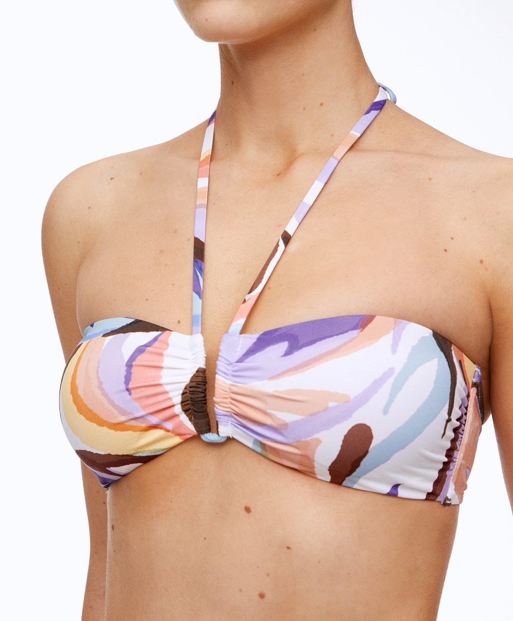 Oysho U-cut Bandeau Bikini Top Vanilla | HKEJDZ-268