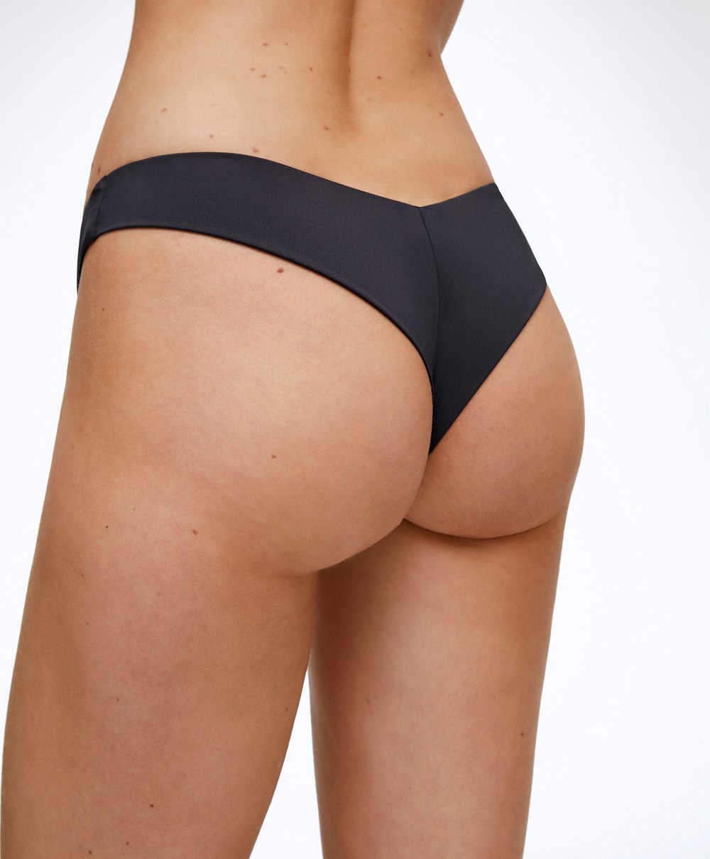 Oysho U-cut Brazilian Bikini Briefs Fekete | VKUYXA-704