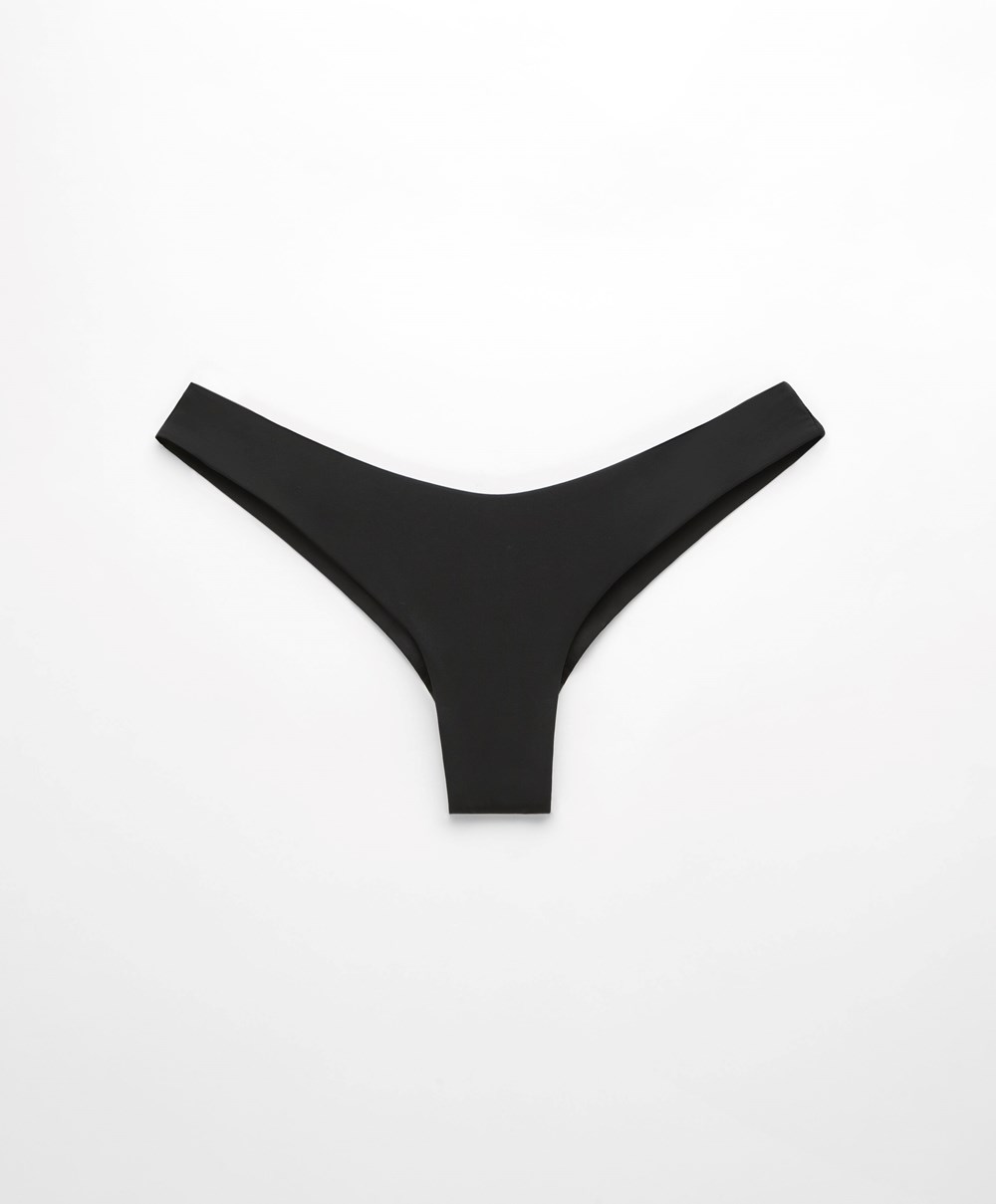 Oysho U-cut Brazilian Bikini Briefs Fekete | VKUYXA-704