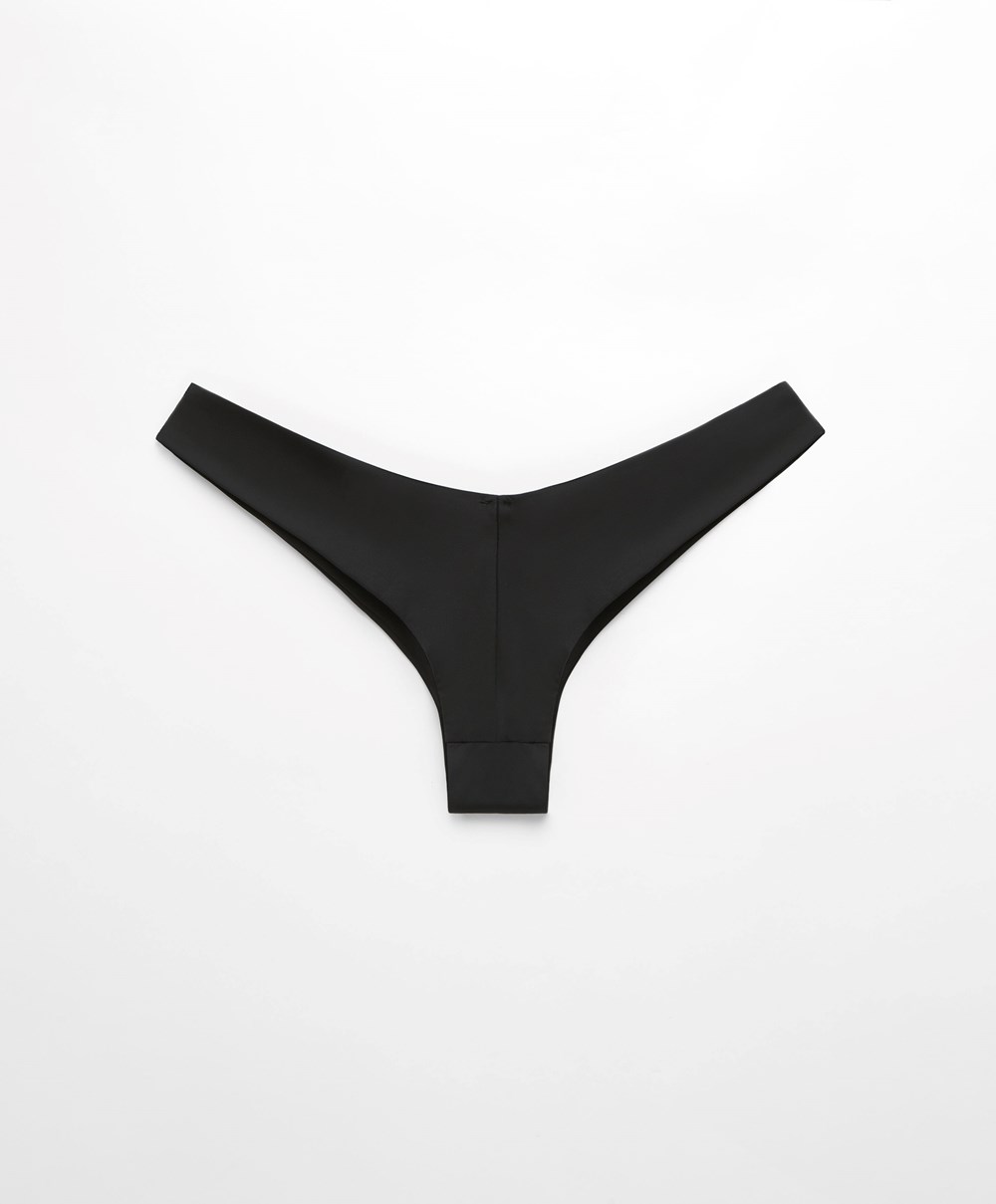 Oysho U-cut Brazilian Bikini Briefs Fekete | VKUYXA-704