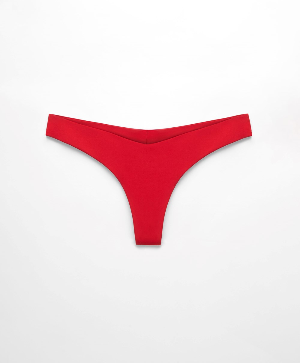 Oysho U-cut Tanga Bikini Briefs Piros | SZNGIR-804