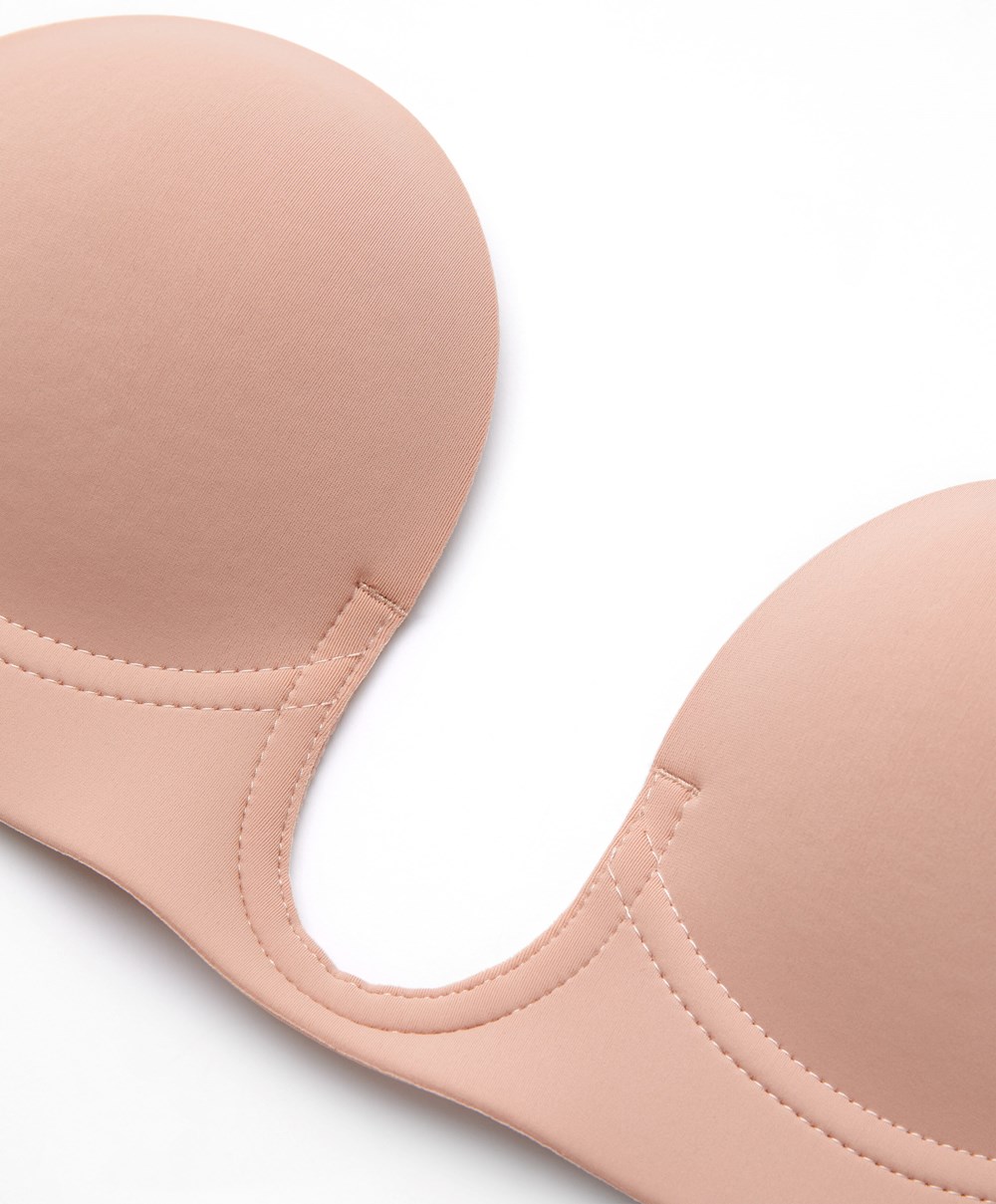 Oysho U-neck Fabric Adhesive Bra Bézs | DTQCKJ-650