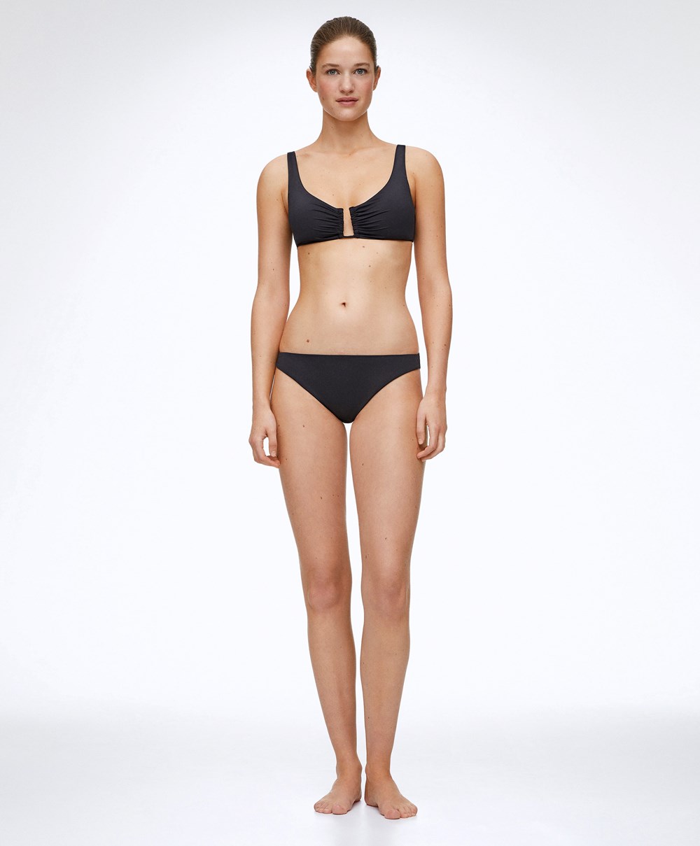 Oysho U-neck Halter Bikini Top Fekete | LERBYJ-381