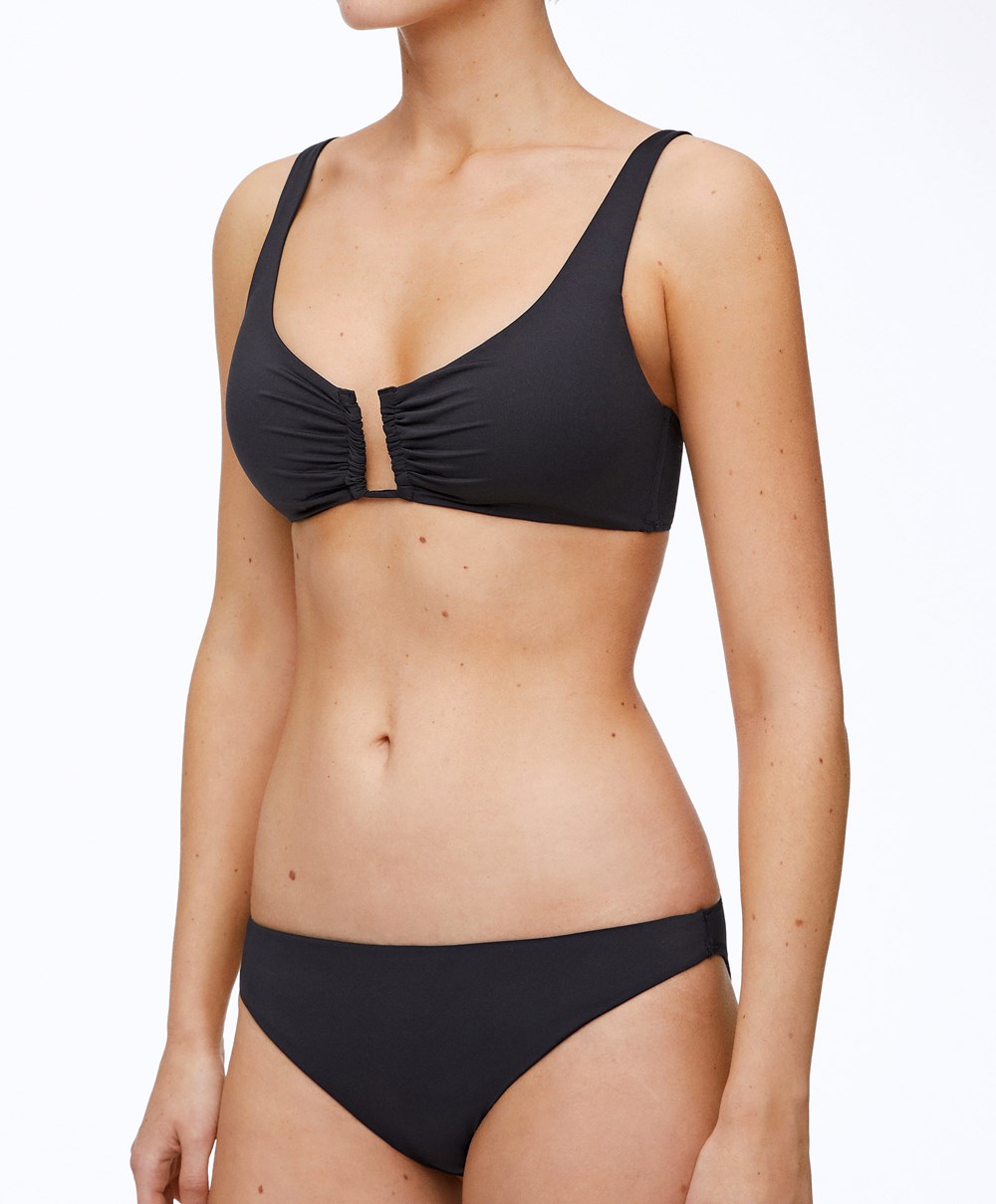 Oysho U-neck Halter Bikini Top Fekete | LERBYJ-381