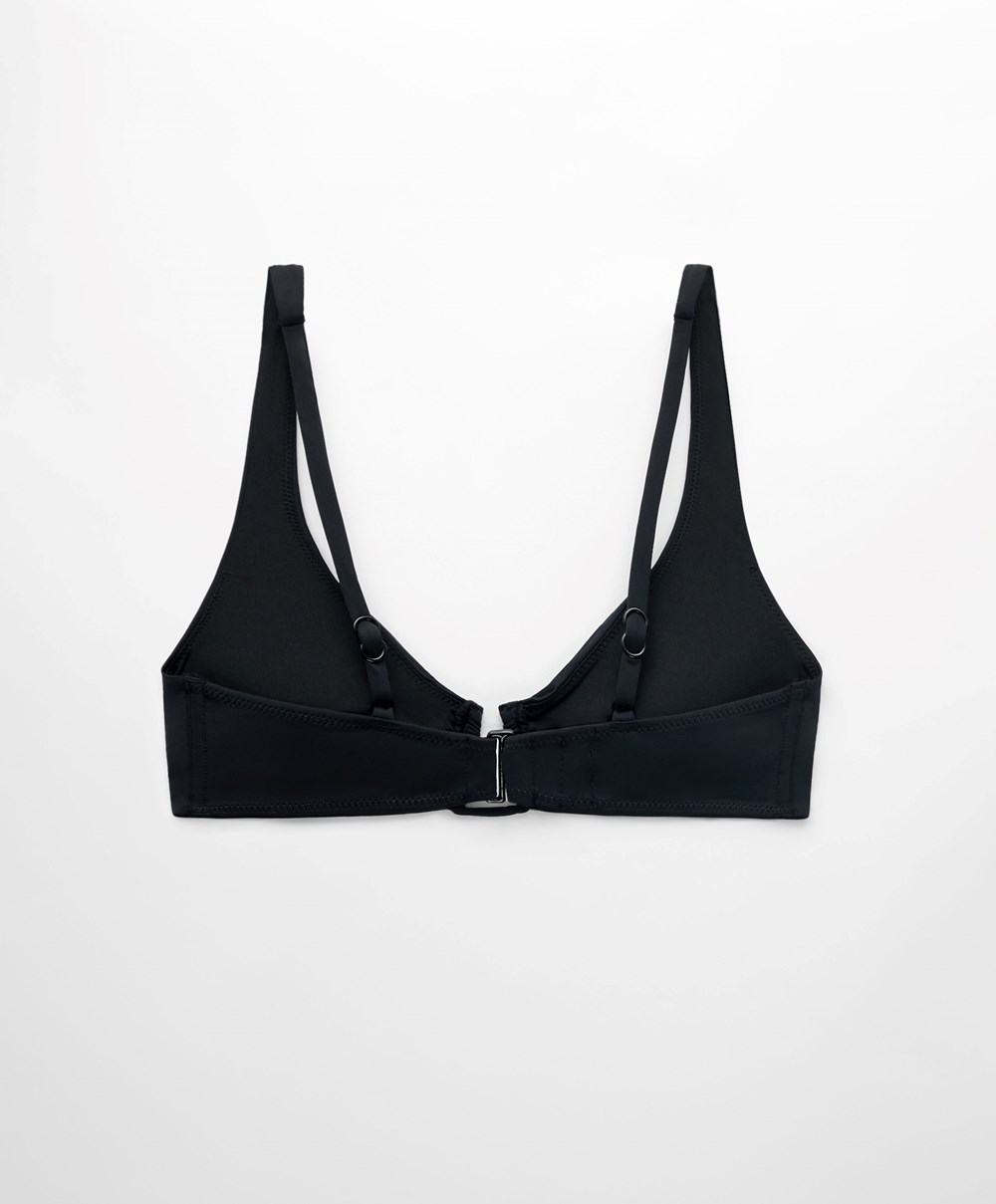 Oysho U-neck Halter Bikini Top Fekete | LERBYJ-381