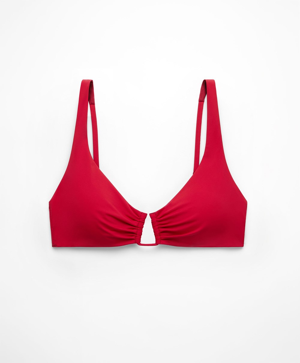 Oysho U-neck Halter Bikini Top Piros | TDOCLH-430