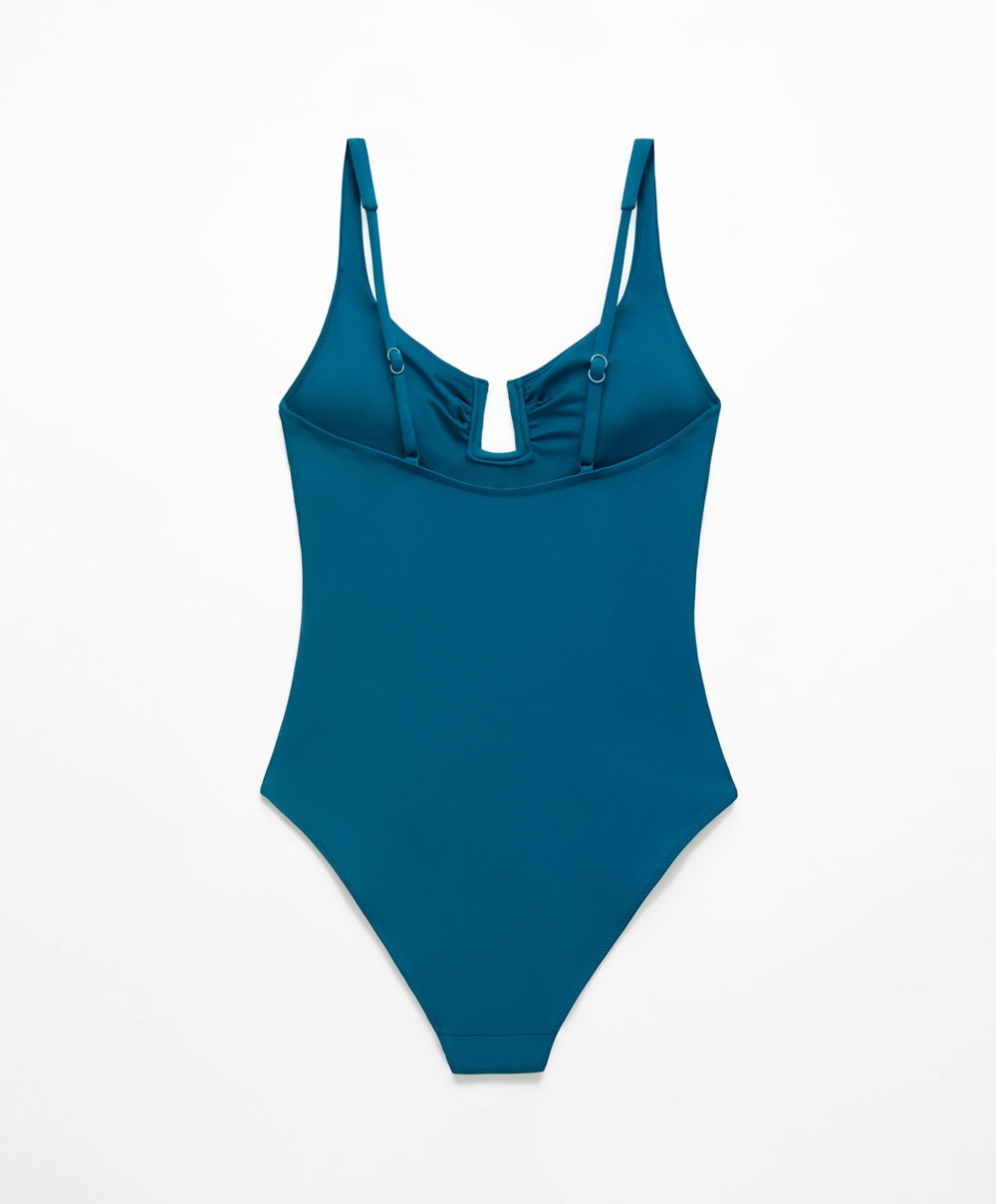 Oysho U-notch Neckline Halter Swimsuit Ocean | YWECPX-196