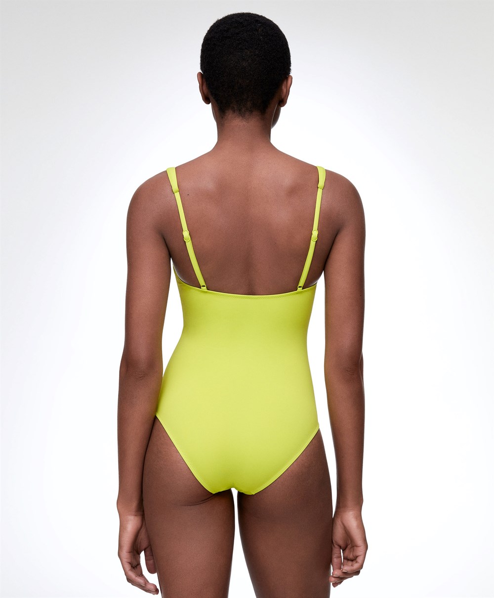 Oysho U-notch Neckline Halter Swimsuit Zöld | GOVSEH-693