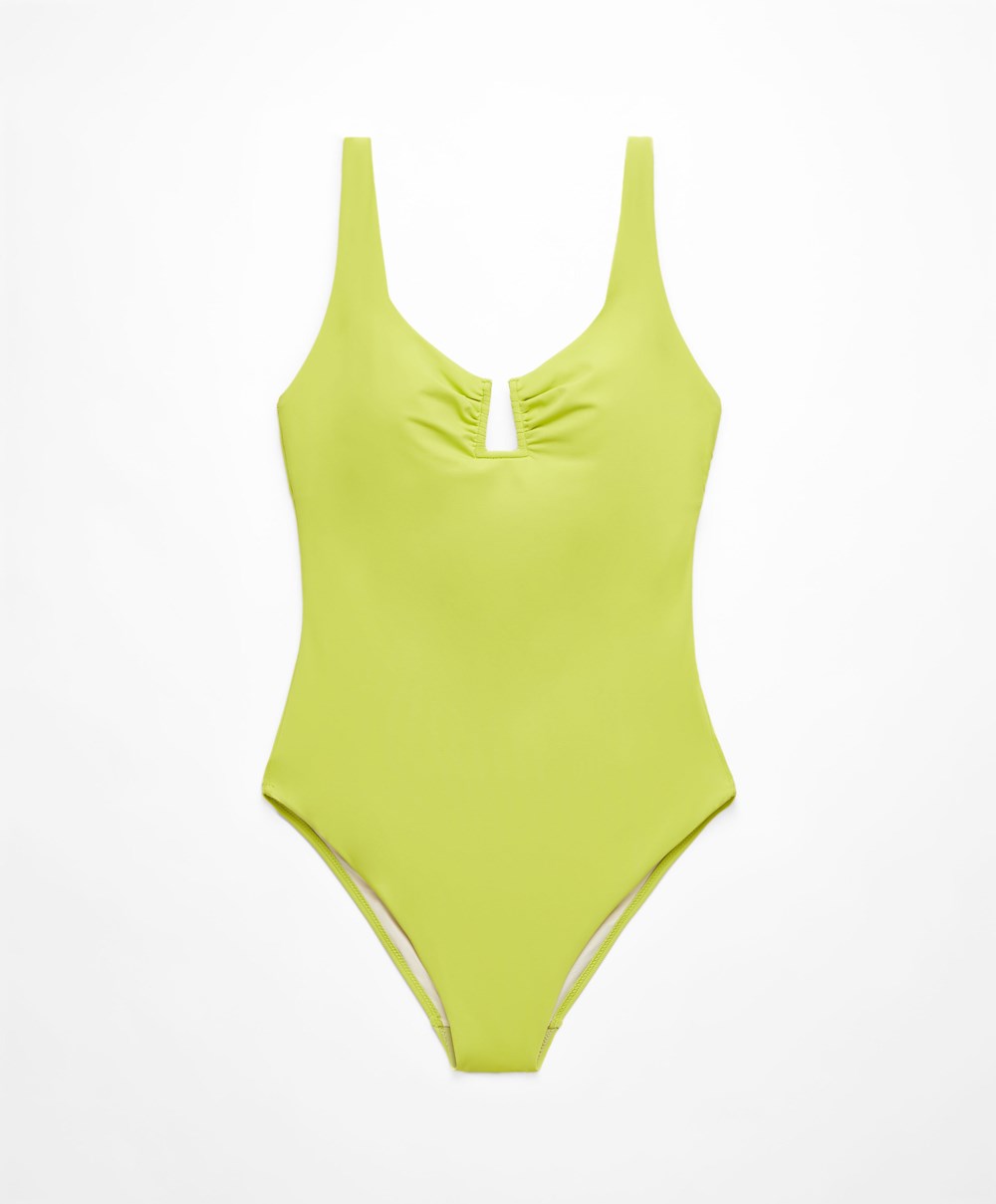 Oysho U-notch Neckline Halter Swimsuit Zöld | GOVSEH-693