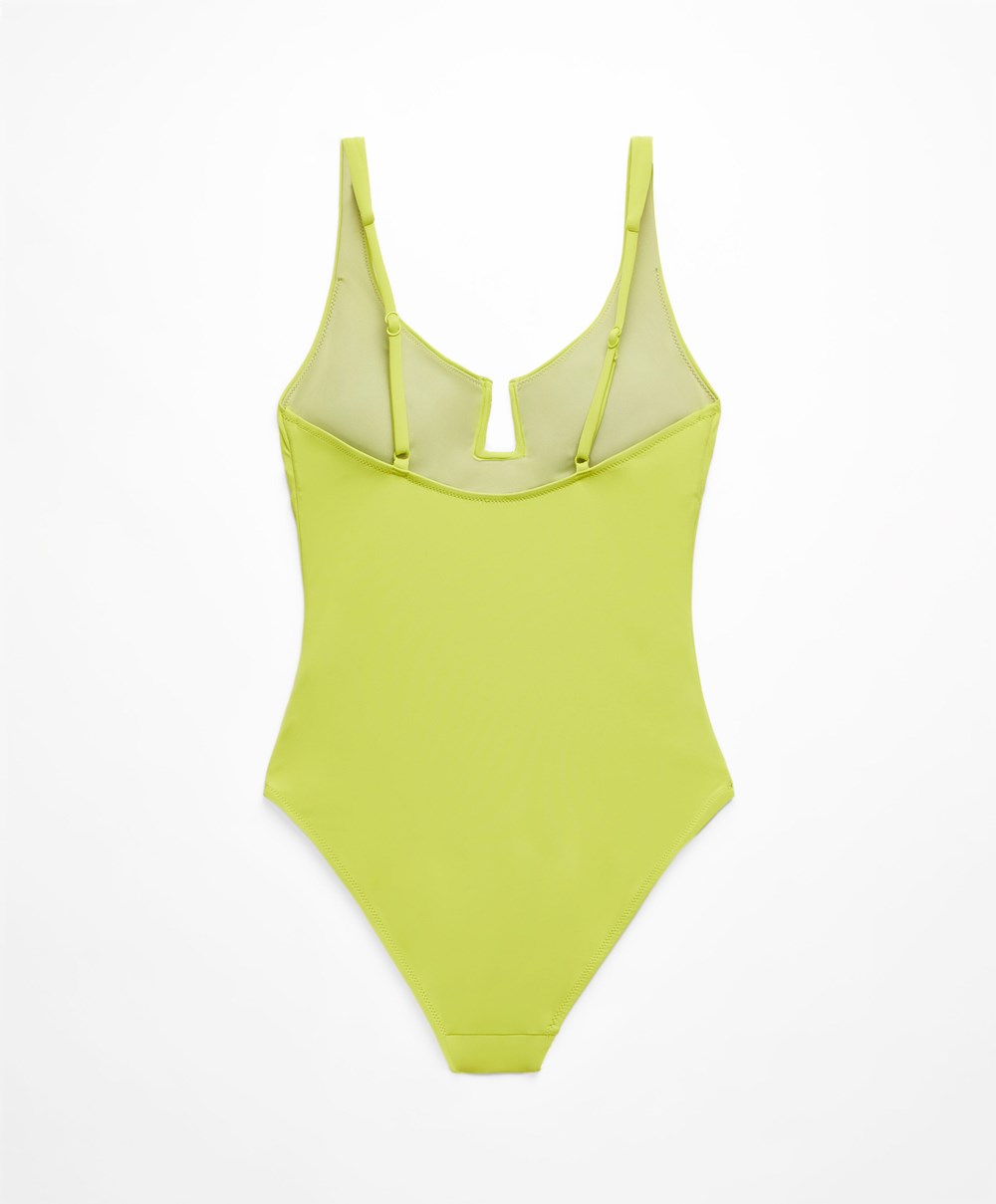 Oysho U-notch Neckline Halter Swimsuit Zöld | GOVSEH-693