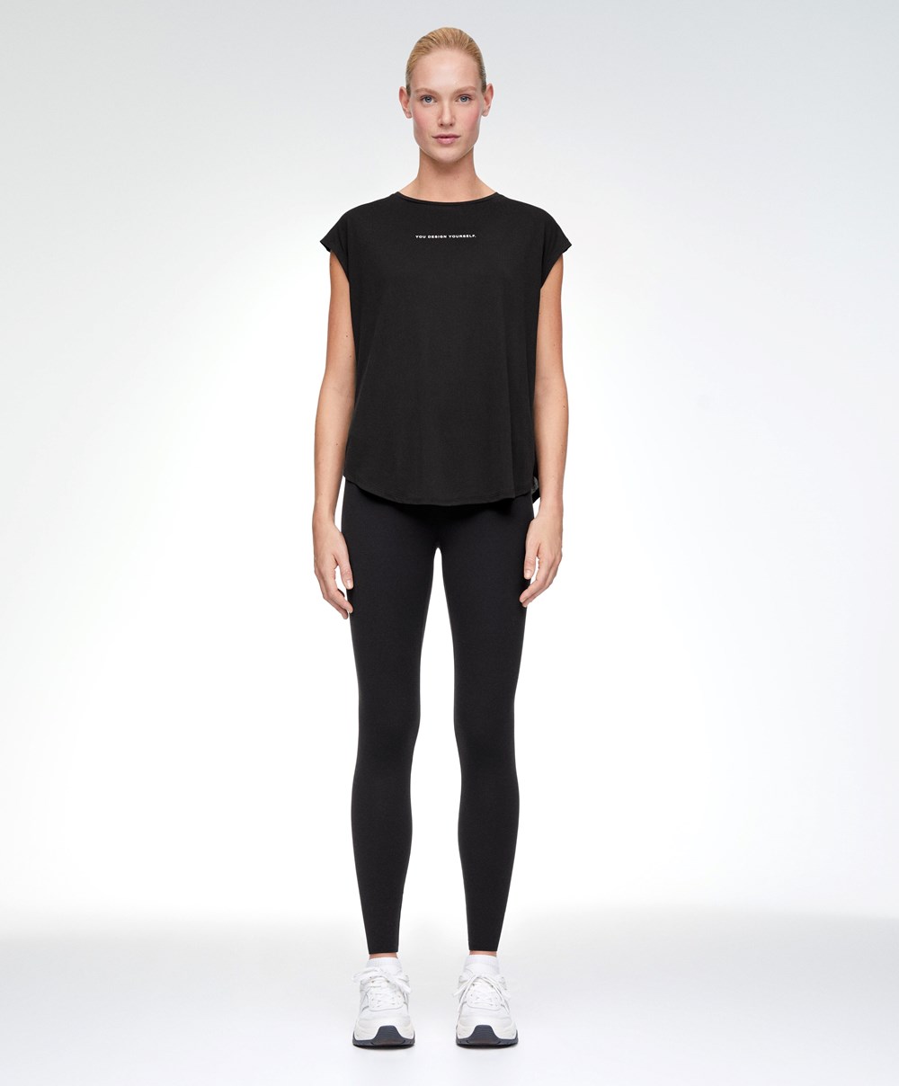 Oysho Ujjatlan Modal T-shirt Fekete | UGNQWP-041