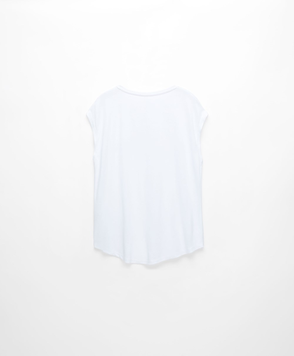 Oysho Ujjatlan Modal T-shirt With Text Ecru | MSORKC-865