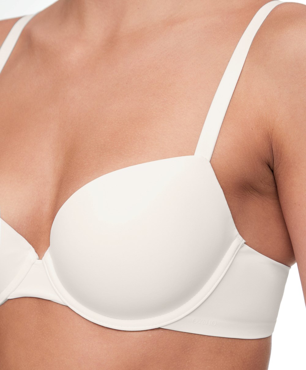 Oysho Underwired Polyamide Classic Bra Pale Ecru | DQXGPH-617