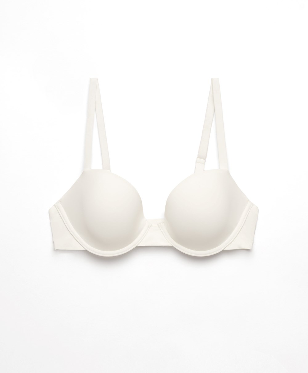 Oysho Underwired Polyamide Classic Bra Pale Ecru | DQXGPH-617