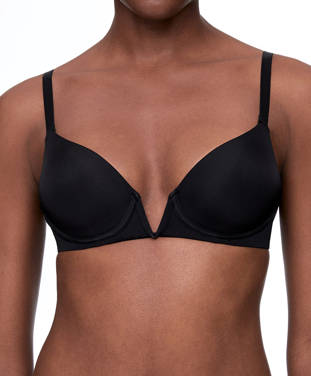 Oysho V-neck Multiway Push-up Bra Fekete | QMUJNB-672