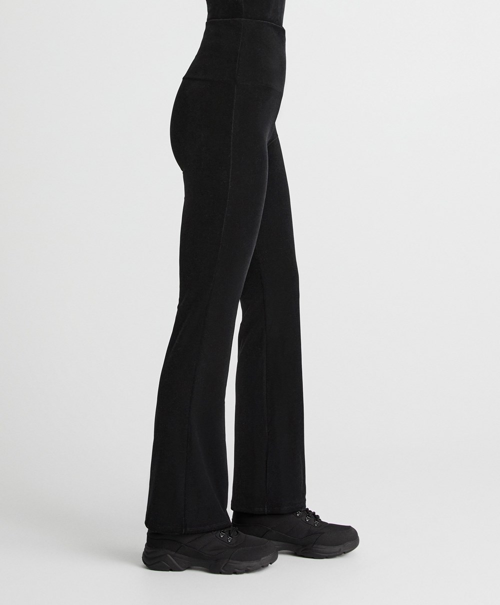 Oysho Velour Flare Trousers Fekete | WROENB-173