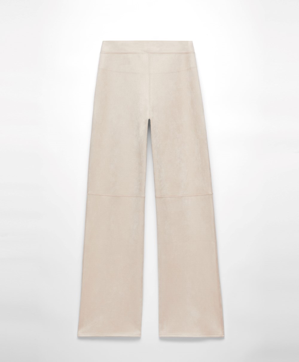 Oysho Velúr-effect Egyenes-leg Trousers Barna | XIHUYR-179