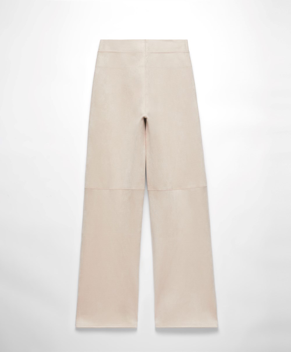 Oysho Velúr-effect Egyenes-leg Trousers Barna | XIHUYR-179