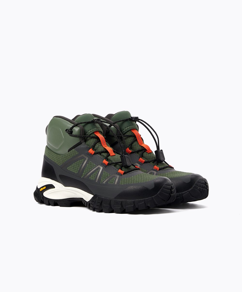 Oysho Vibram® Rubberised Trekking Boots Khaki | BPAQOY-139