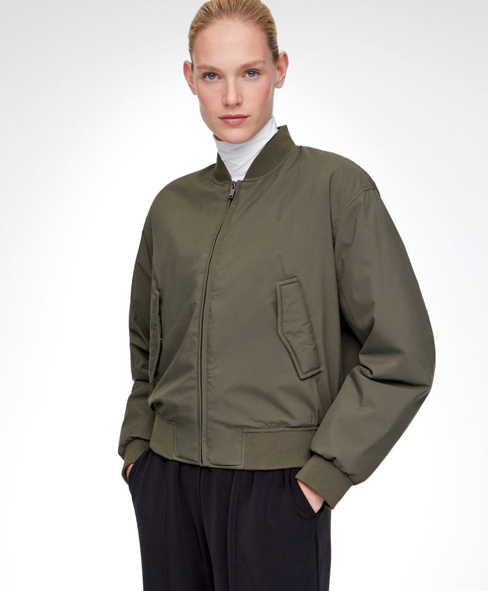 Oysho Vizi-repellent Bomber Jacket Khaki | WBLPCZ-915