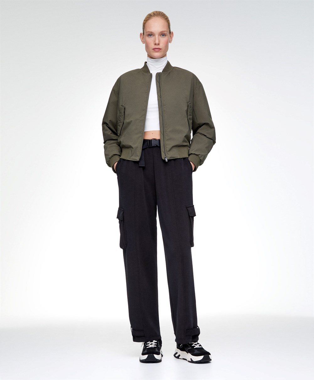 Oysho Vizi-repellent Bomber Jacket Khaki | WBLPCZ-915