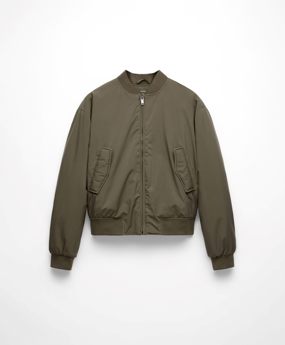 Oysho Vizi-repellent Bomber Jacket Khaki | WBLPCZ-915