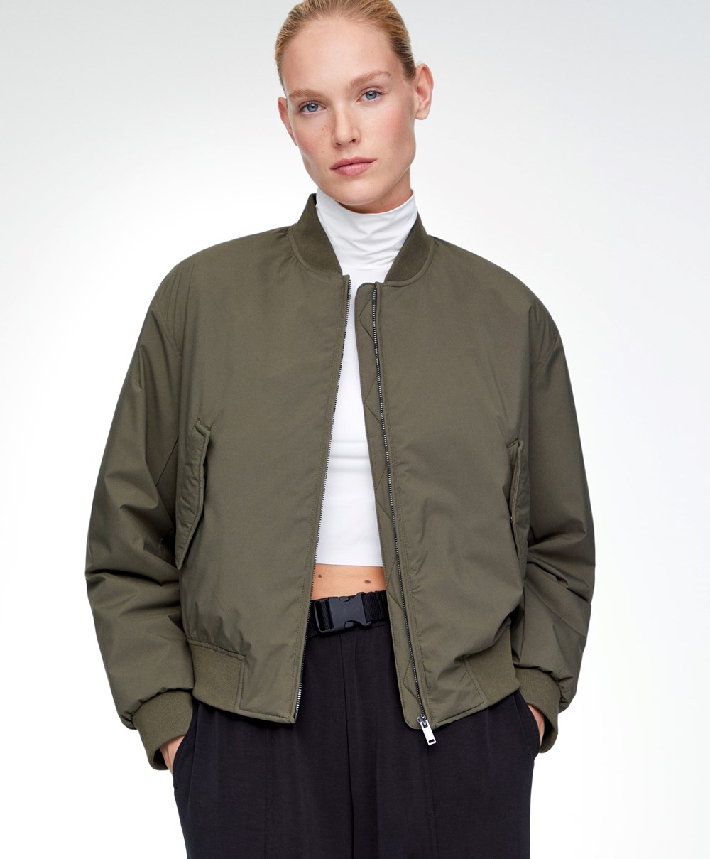 Oysho Vizi-repellent Bomber Jacket Khaki | WBLPCZ-915