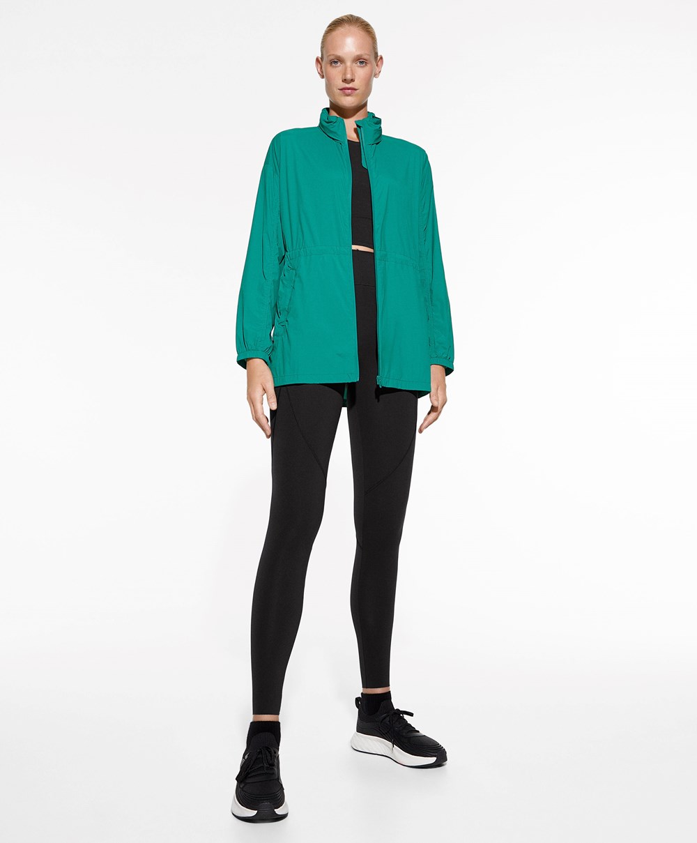 Oysho Vizi-repellent Futó Jacket Washed Emerald | XZJLVD-391