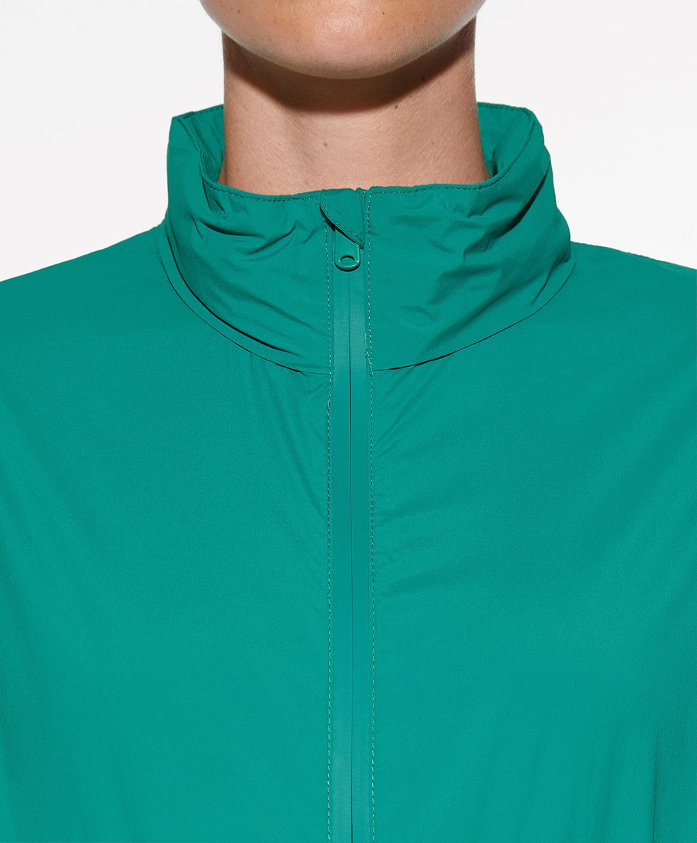 Oysho Vizi-repellent Futó Jacket Washed Emerald | XZJLVD-391