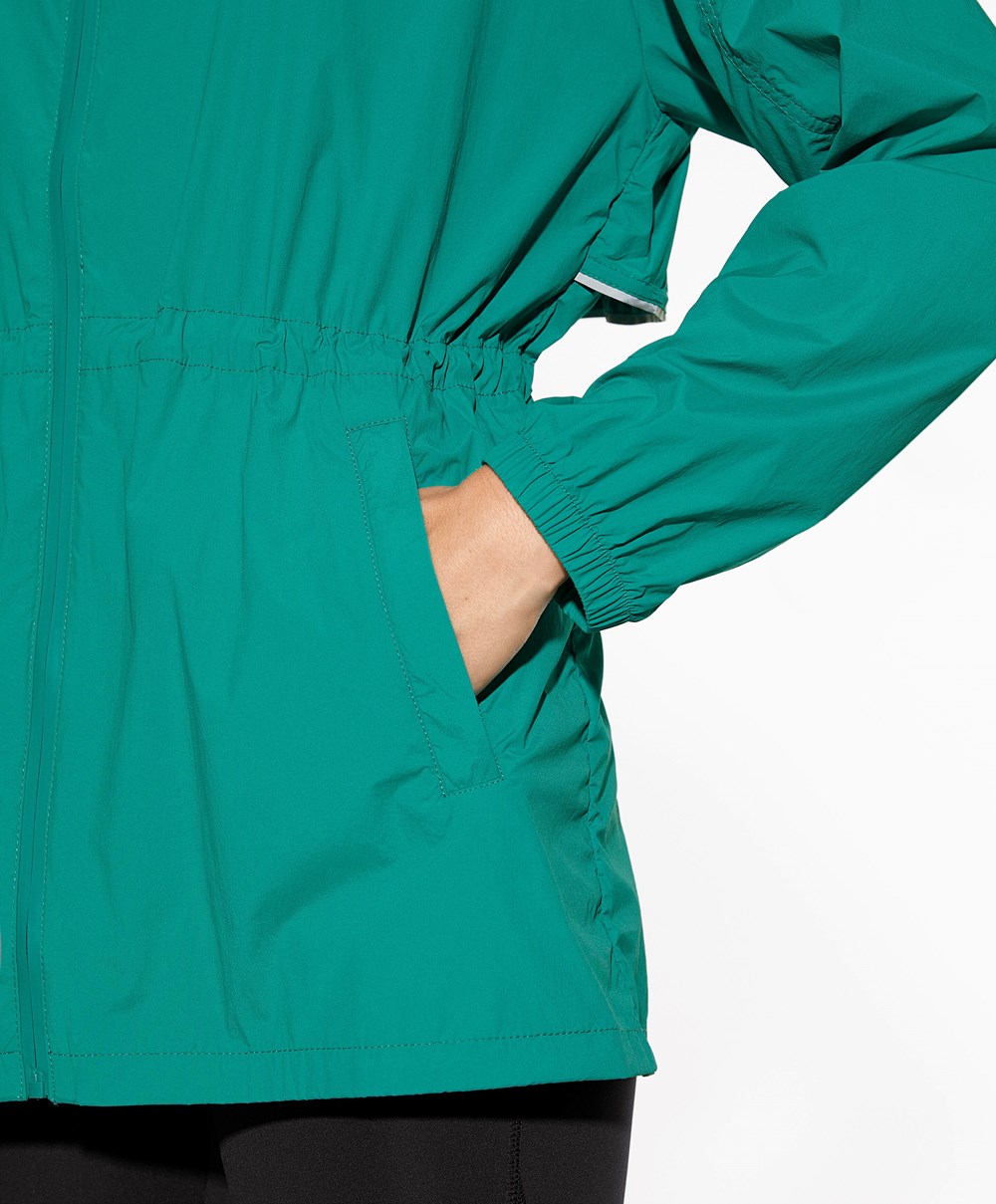 Oysho Vizi-repellent Futó Jacket Washed Emerald | XZJLVD-391