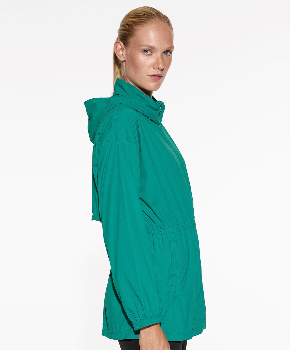 Oysho Vizi-repellent Futó Jacket Washed Emerald | XZJLVD-391